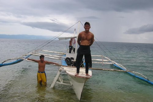 Learning scuba diving in the Philippines.