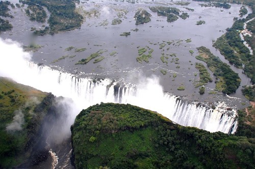 Victoria Falls on the border of Zimbabwe and Zambia.