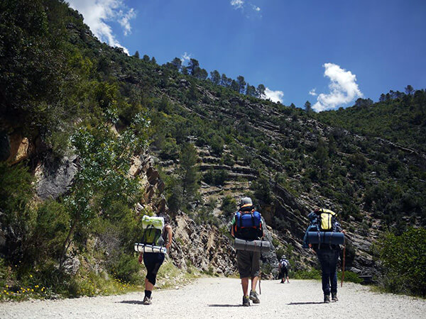 People hiking in the mountains.