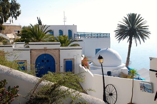 White-washed coastal town of Sidi Bou Said in Tunisia.