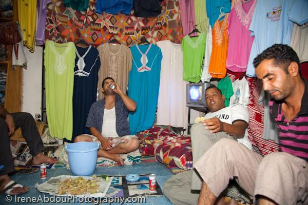 Men with almonds in Tunisia.