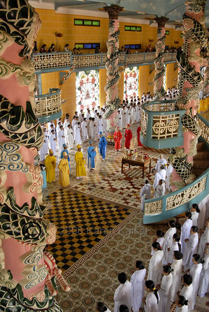 Ceremony, Cao Dai Holy See, Tay Ninh, Vietnam.
