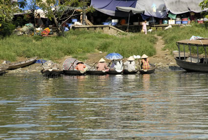 Perfume River at the Dong Ba Market, Hue, Vietnam.