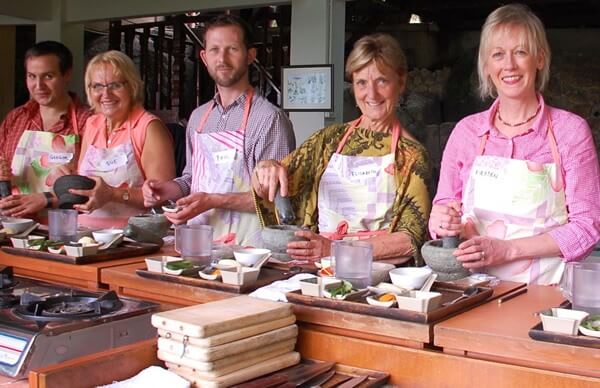 Making a meal in Kuala Lumpur in a cooking class.