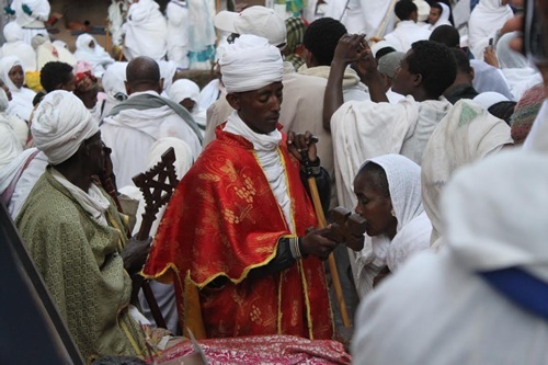 Religious procession in Lalibela, Ethiopia 