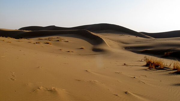 Sand dunes in the desert and rolling hills are difficult to hike.