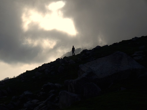 Standing on hill