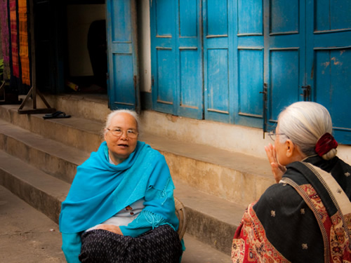 Women talking in Laos.