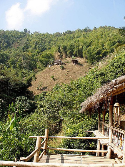 View from Restaurant, Akha Hill House in Thailand.