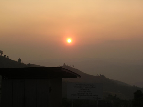 Setting Sun over the Hilltribe region of Thailand.