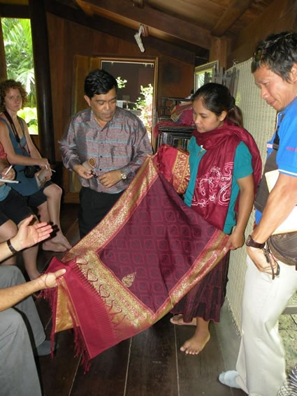 Silk is produced in the village fine enough for a King in Thailand.