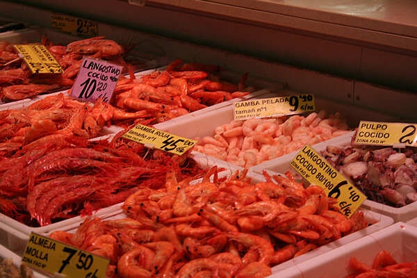 Prawns at the Santa Caterina market, Barcelona