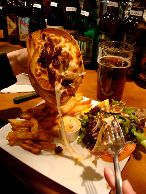 Huge meal with fries after a night of drinking in Montreal.