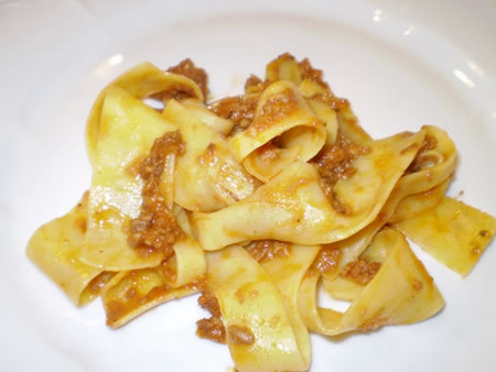 Papardelle with wild boar sauce at Da Bogaga in Siena.