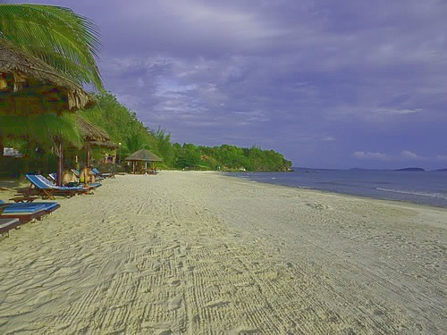 View of a beach in Cambodia, which is not a bad work environment.