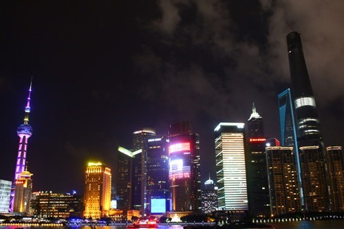 Night skyline of Shanghai, China.