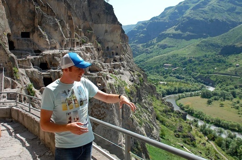 Tour leader Sergei at a centuries-old cave town