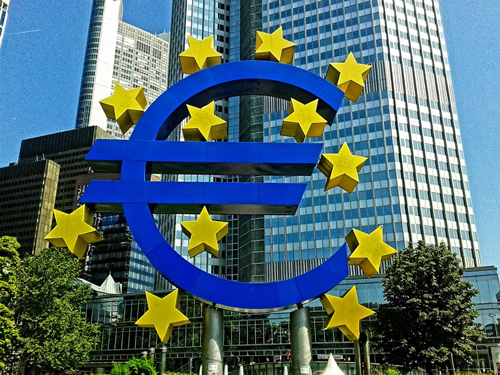 Euro sign in international Frankfurt