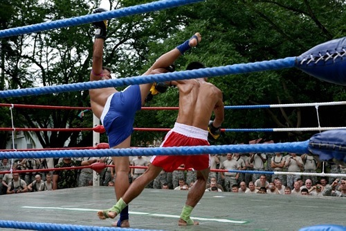 Kickboxing exhibition in Bangkok.