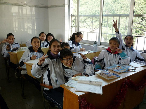 Teaching English to children in Yangshuo, China