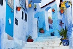 Moroccan  street in white and blue.