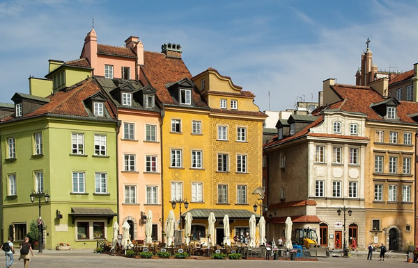 Town square in Warsaw, Poland