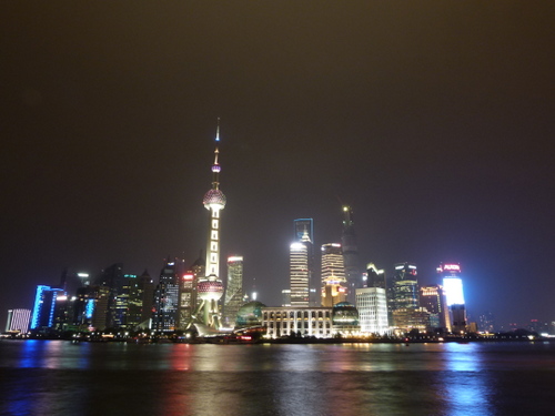 Skyline of Shanghai at night.