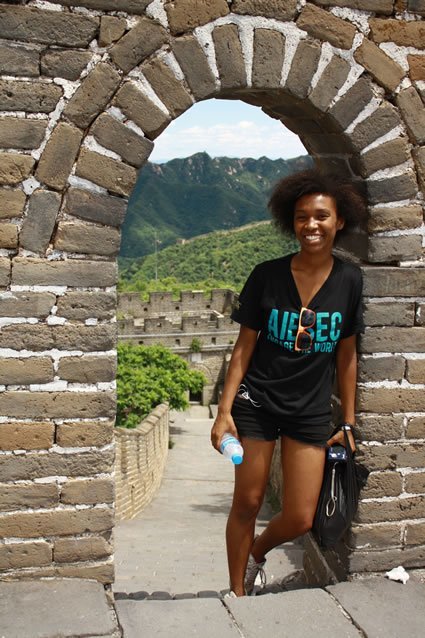 Student at archeological site