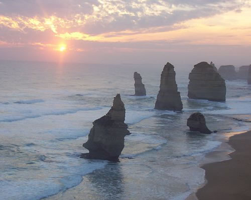 View of 'The 12 Apostles' along the wondrous 'Great Ocean Road' in Australia.