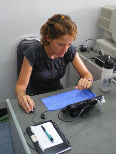 Security precautions for laptop are necessary, as author works on her computer.