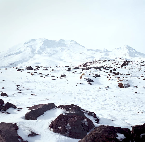 Mount Ruapehu covered with snow in New Zealand