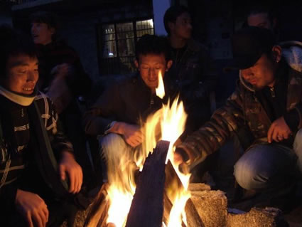 Bonfire at Tibet Hope Centre.