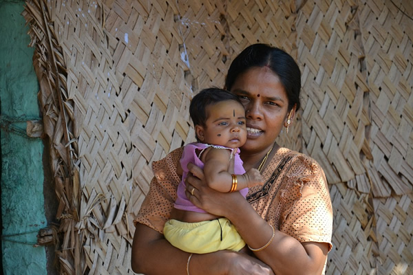 Woman and child in India