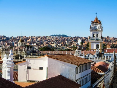 The skyline of beautiful Sucre, Bolivia