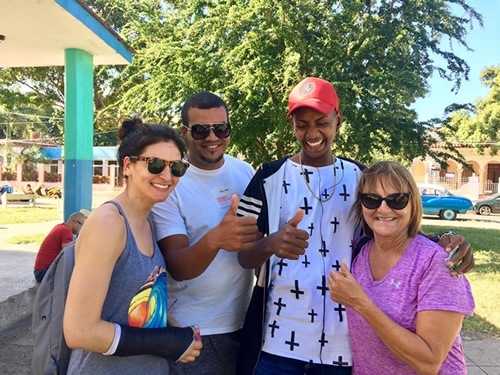 At the park with internet card sellers in Cuba.