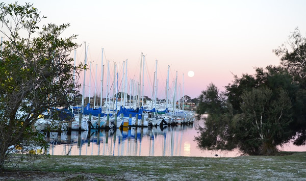 Yachts at sunset