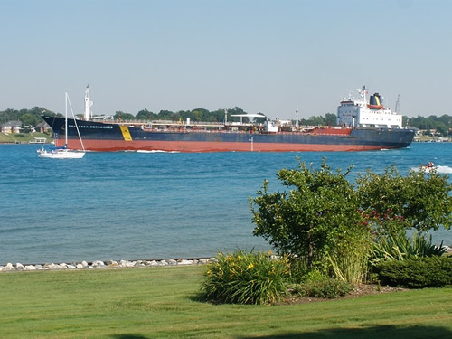 Freighter ship on a river