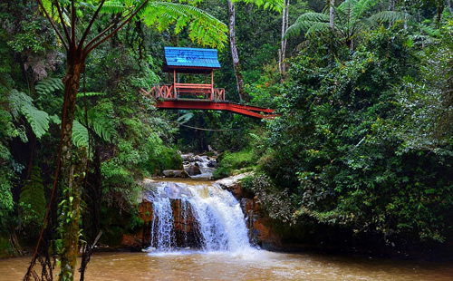 Waterfall under a bridge in the countryside of Malaysia