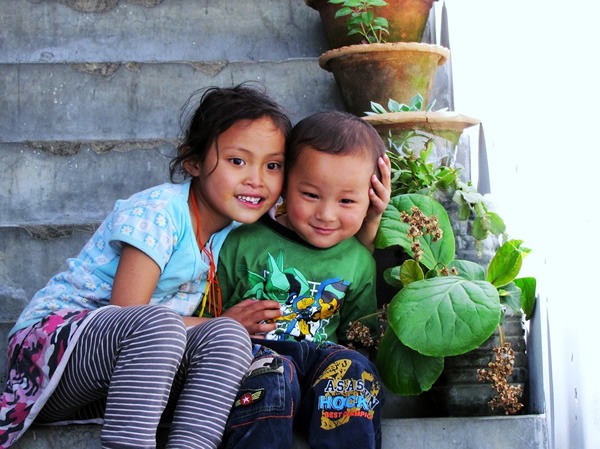 Children playing in Bhutan.