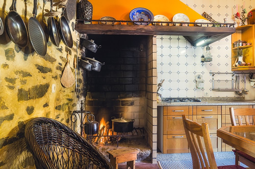 Inside the kitchen of an old house in Portugal