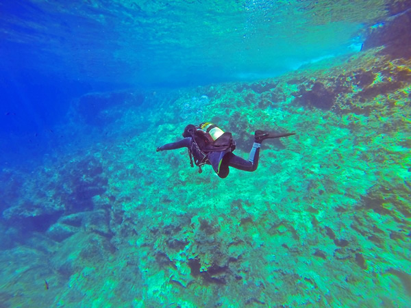 PADI diverguides at work in the ocean