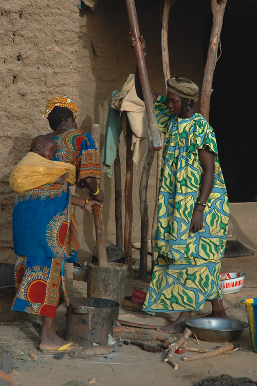 Fulani Women Pound Millet