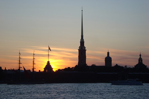Evening skyline of St. Petersburg