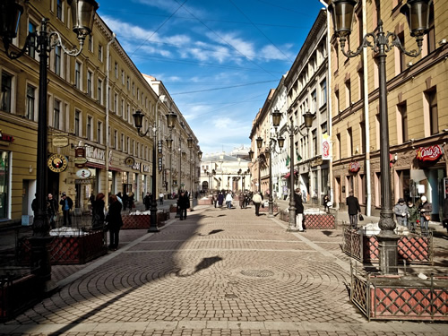 A walking street in St. Petersburg