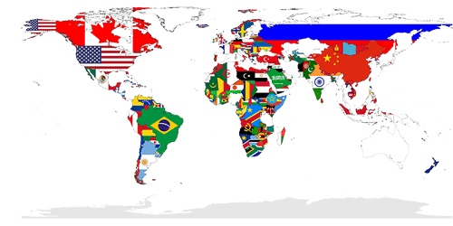 World map with flags