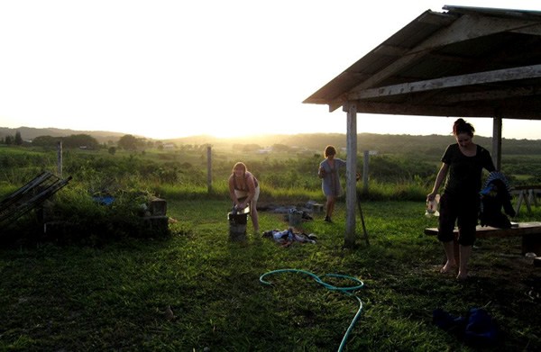 The author at her archeological field school with classmates.