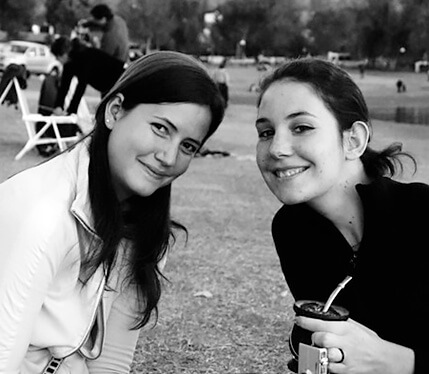 Drinking mate in Argentina near the river with friend