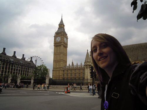 Heather in front of Big Ben in London