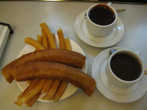 Enjoying churros at San Gines.