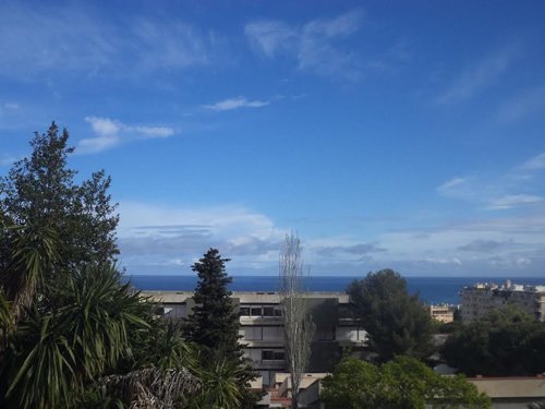 The view from the author's dorm window in Nice, France.